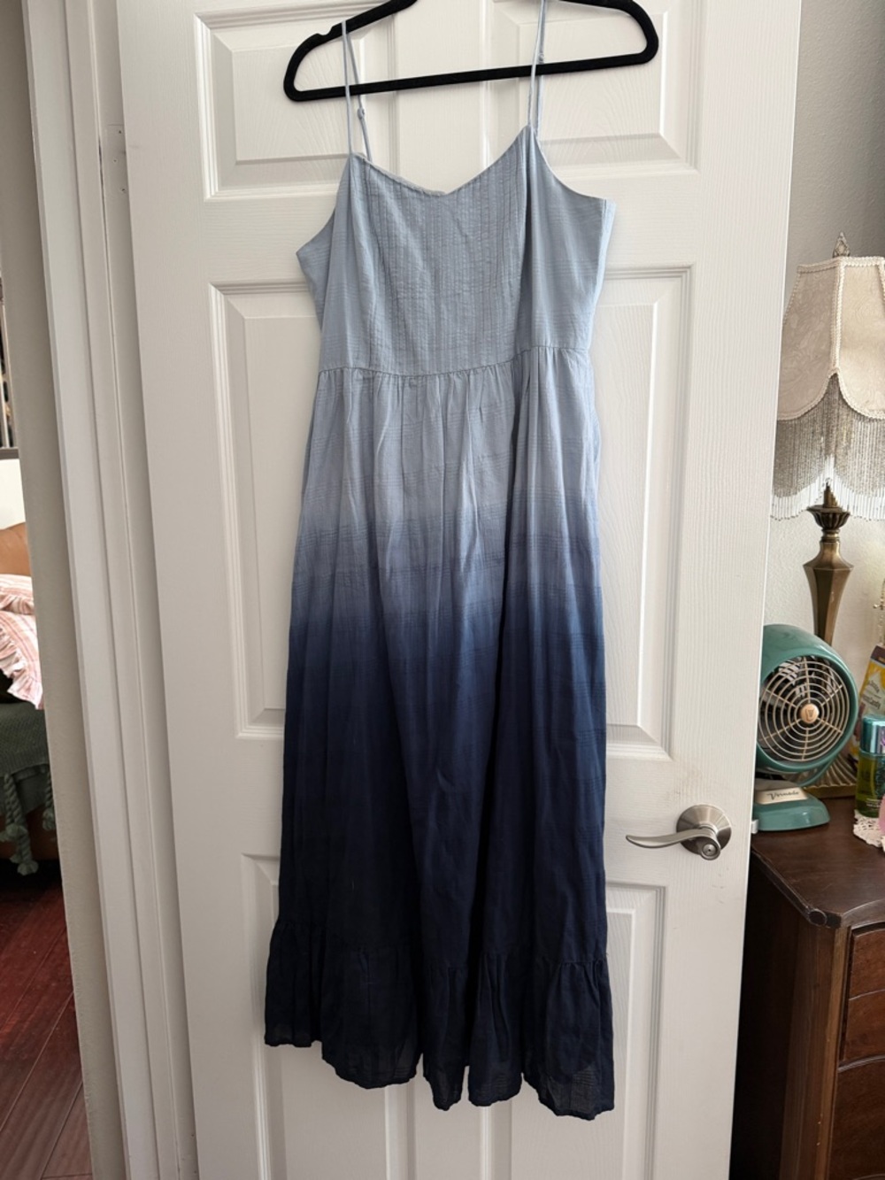 Ombre Blue Spaghetti Strap Maxi Dress